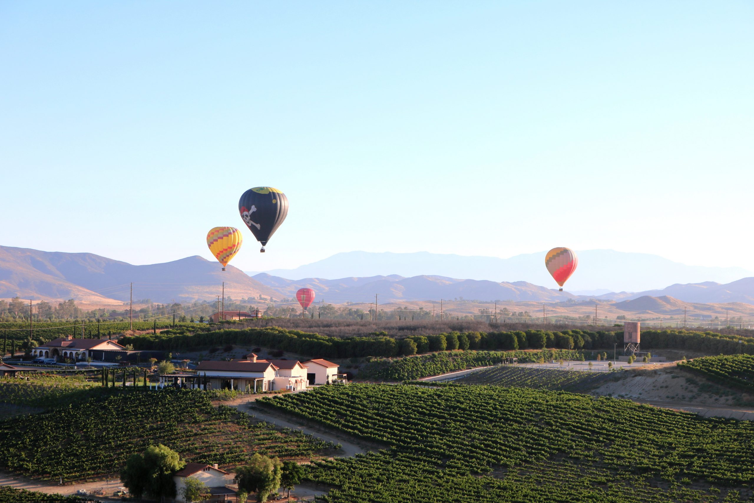 Hot Air Balloons fly over Temecula Valley Wine Country. A-Bell Alarms is proud to provide business & home security systems and services to the Temecula Valley