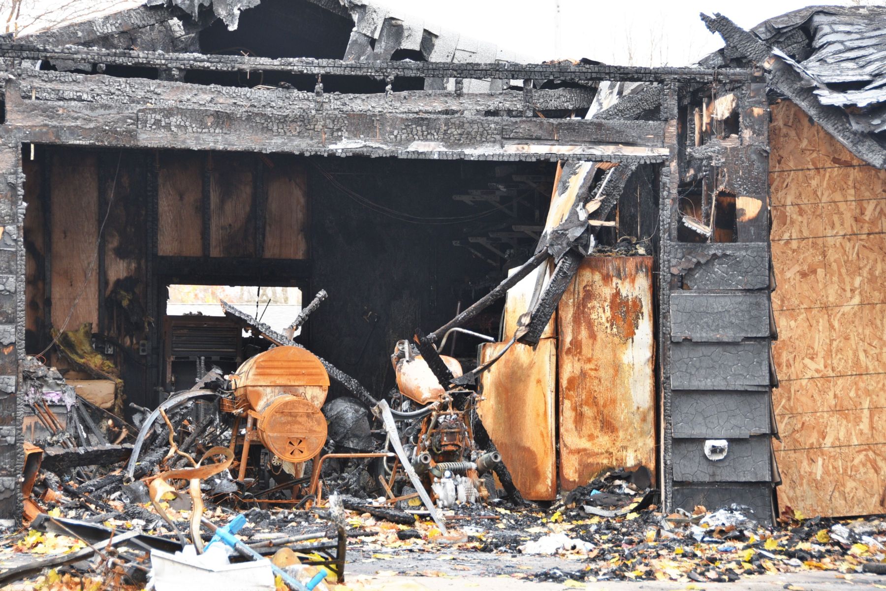 A home garage destroyed by fire