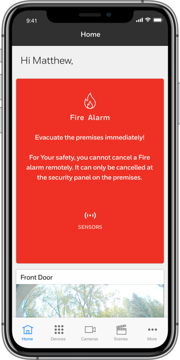 Fire Alarm notification on a smart phone