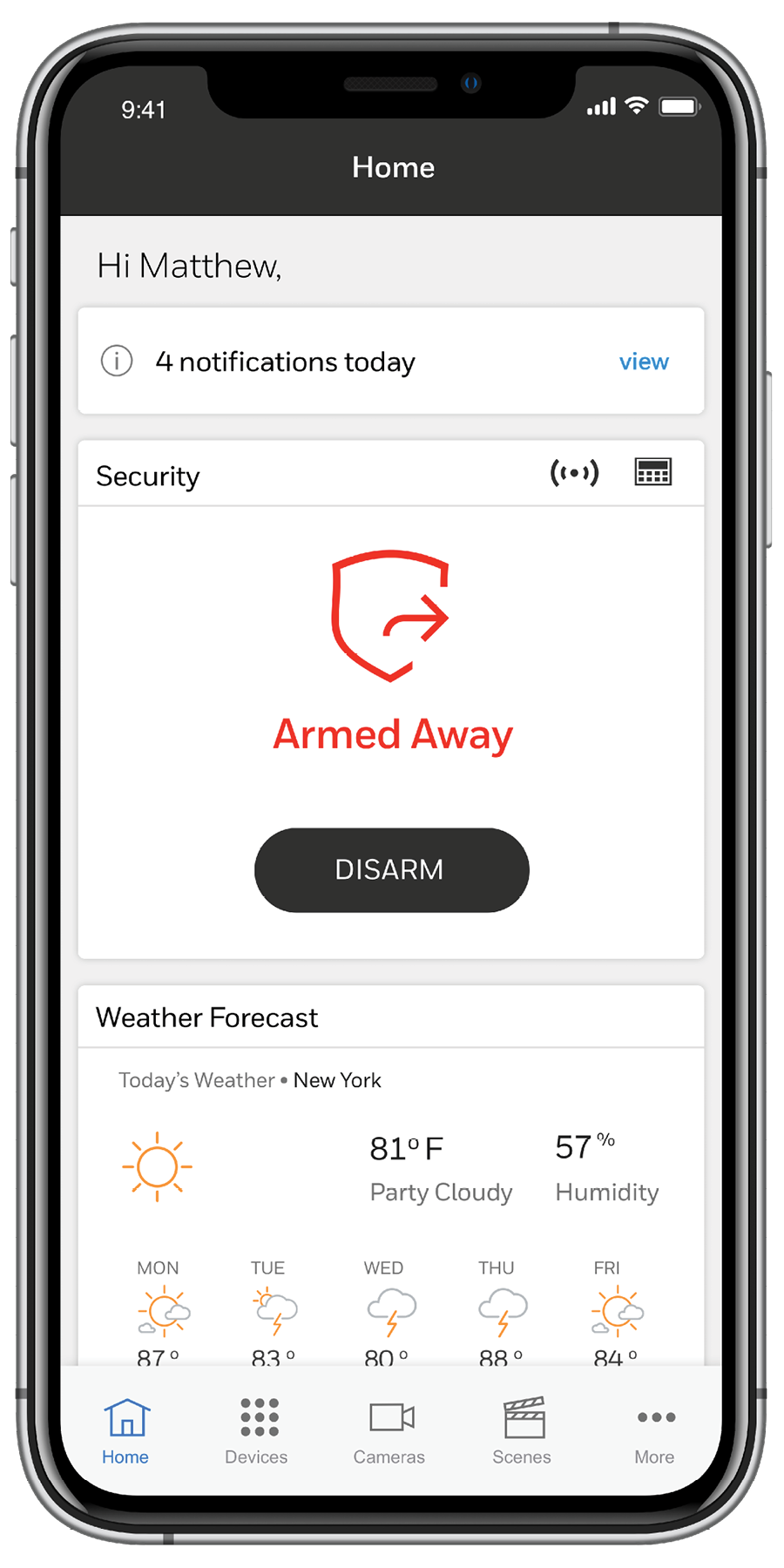 Total Connect App for the home, armed away